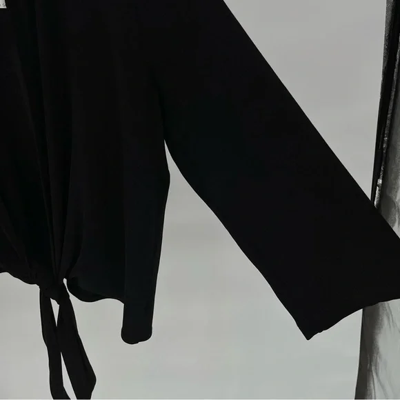 Chico’s Womens NEW Travelers Tie Front Jacket Size XL Black Slinky Knit - Picture 9 of 10